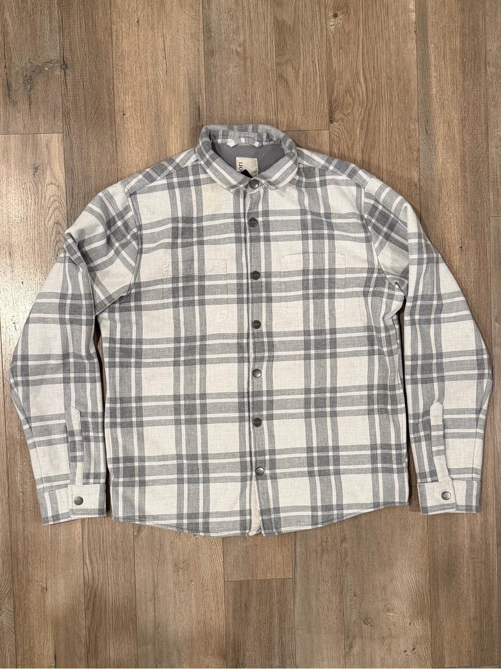 Vuori Gray & White Plaid Button-Down Shirt